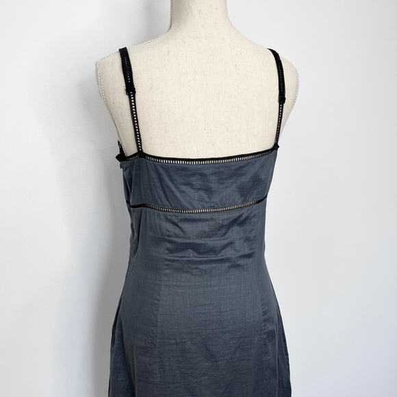 Vintage Bisou Bisou Gray Black Slip Dress Lace Straps - Picture 5 of 8